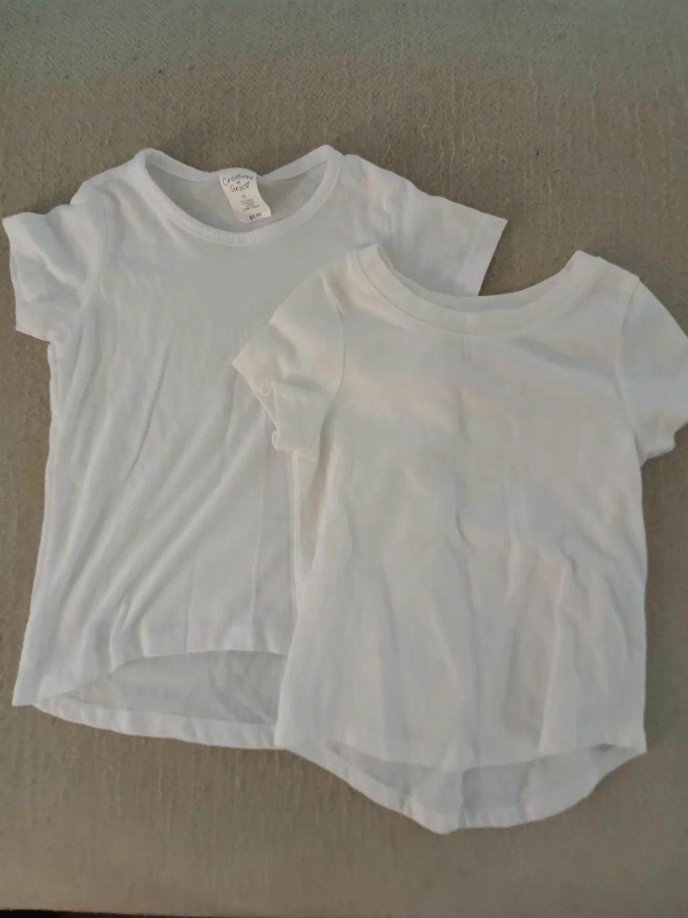 2T Girls White Short Sleeve Crew Neck Tees - Pack of 2